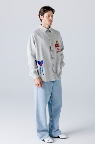 Spoken Unisex Kışlık Gömlek / Açık Gri